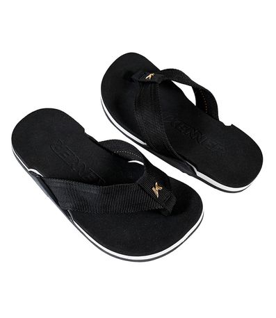 Chinelo Dedo Kenner Preto e Branco Juvenil Masculino