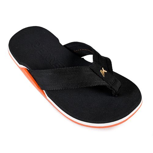 Chinelo Dedo Kenner Preto e Laranja Juvenil Masculino