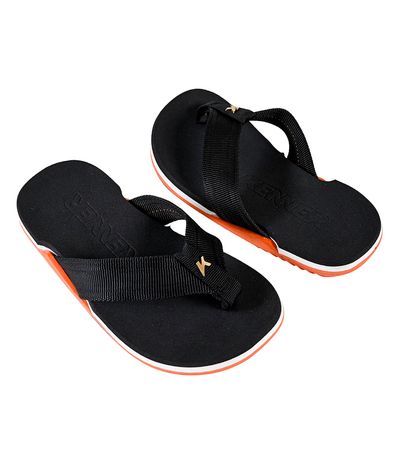 Chinelo Dedo Kenner Preto e Laranja Juvenil Masculino