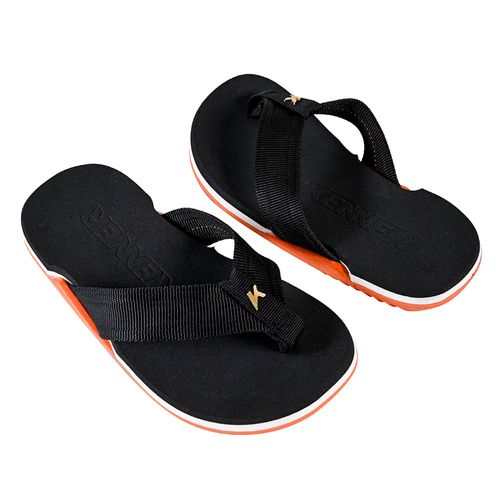 Chinelo Dedo Kenner Preto e Laranja Juvenil Masculino