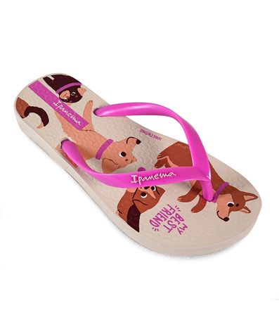 Chinelo Dedo Ipanema Bege e Rosa Juvenil Feminino