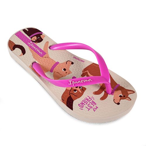 Chinelo Dedo Ipanema Bege e Rosa Juvenil Feminino