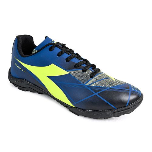 Chuteira Indoor Diadora Azul e Amarela Neon Masculino