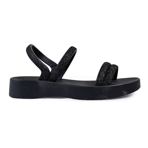 Sandália Flats Zaxy Glitter Preto Feminina