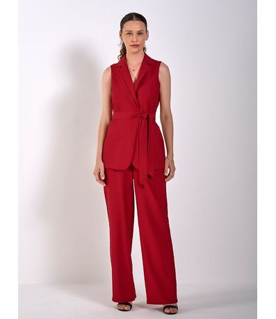 Calça Wide Leg de Linho Beverly Vermelho