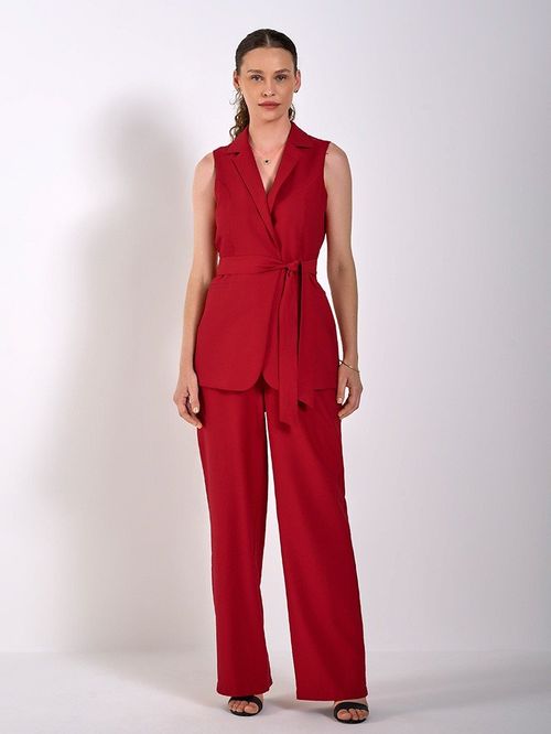 Calça Wide Leg de Linho Beverly Vermelho