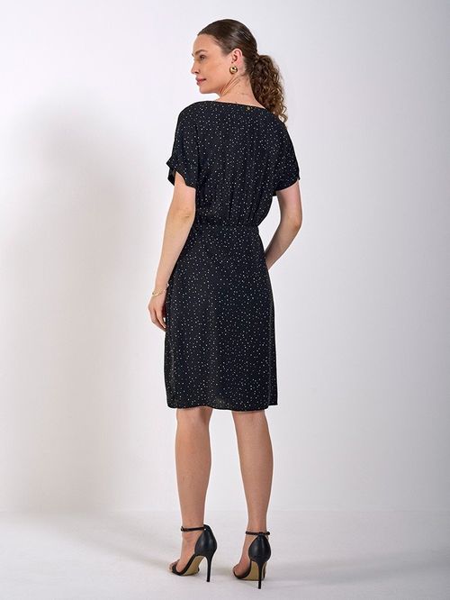 Vestido Transpassado de Viscose Bricia Preto