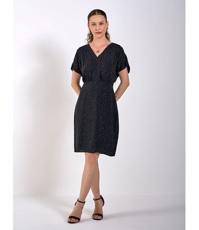 Vestido Transpassado de Viscose Bricia Preto