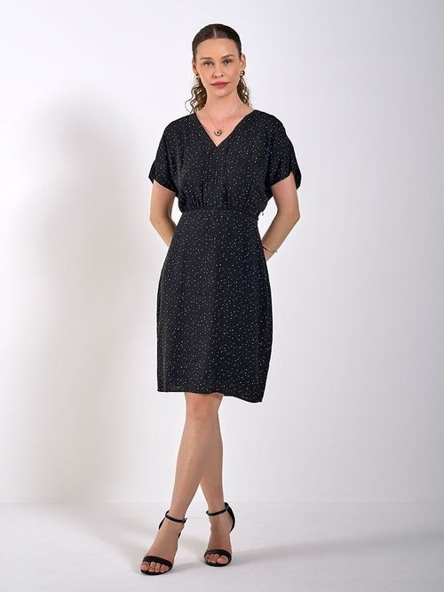 Vestido Transpassado de Viscose Bricia Preto