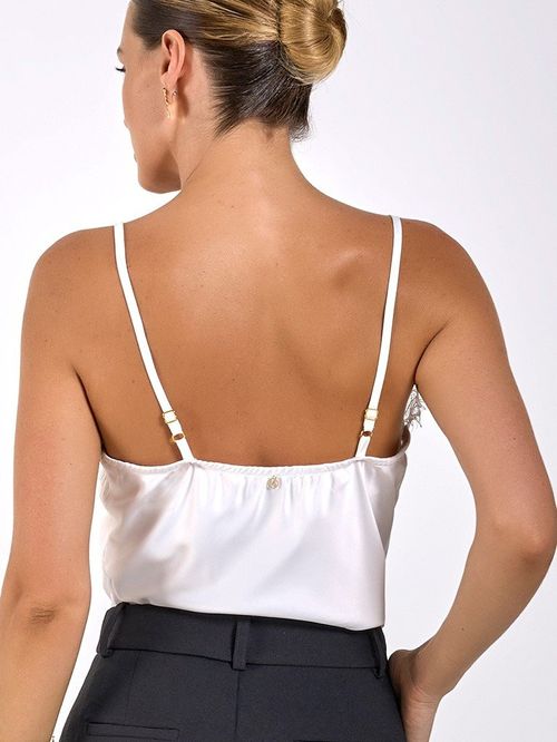 Regata de Cetim com Renda Blanca Off White