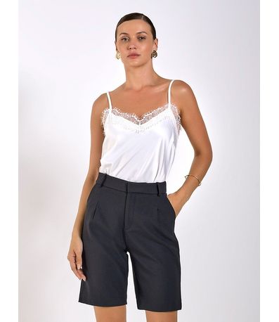 Regata de Cetim com Renda Blanca Off White