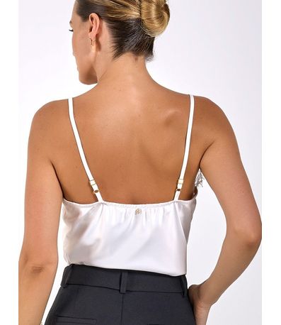 Regata de Cetim com Renda Blanca Off White