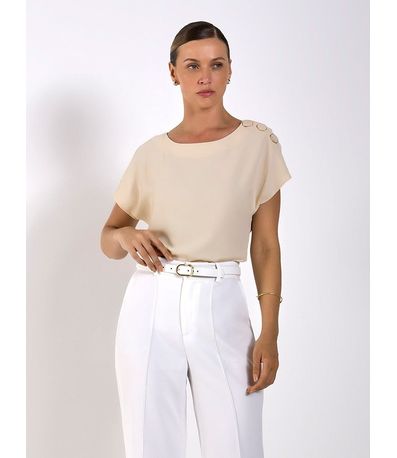 Blusa com Decote Canoa Britney Aveia