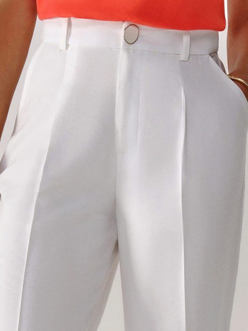 Calça Pantalona Off White com Vinco Jenny