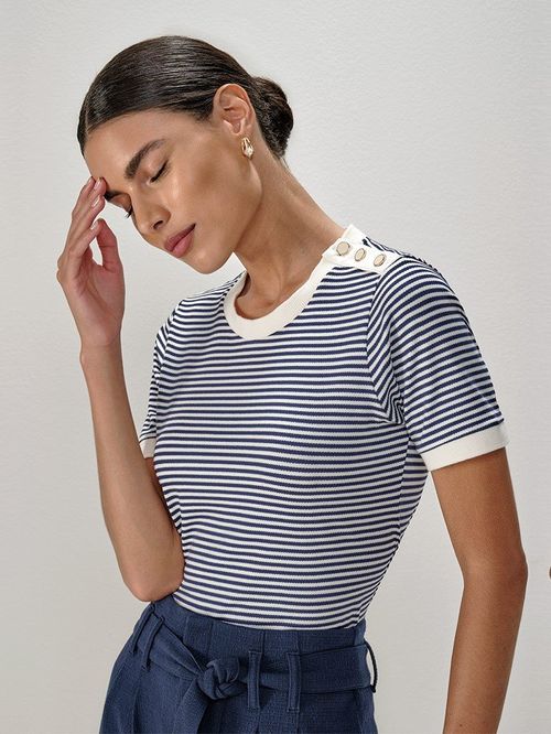 Blusa Malha Listrada Nya