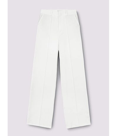 Calça Wide Leg de Alfaiataria com Nervura Coralina