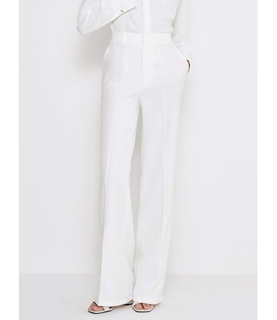 Calça Wide Leg de Alfaiataria com Nervura Coralina