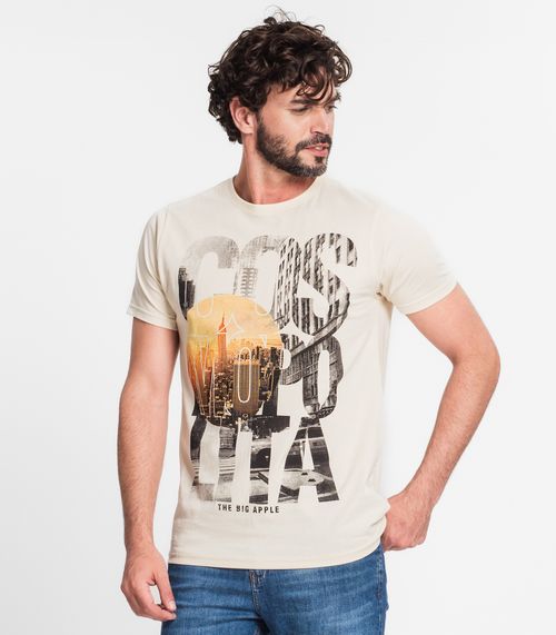 Camiseta Masculina Estampada Select Bege