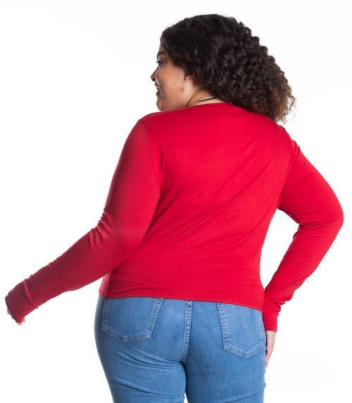 Blusa Manga Longa Viscose Creponada Secret Glam Vermelho