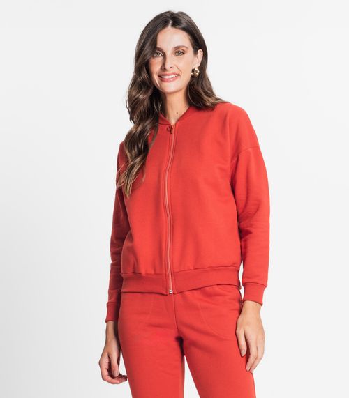 Jaqueta Feminina Em Moletom Rovitex Laranja