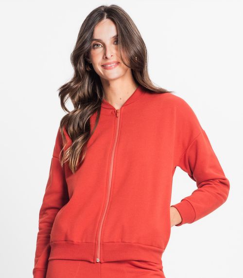Jaqueta Feminina Em Moletom Rovitex Laranja