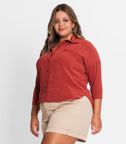 Camisa Manga 7/8 Air Flow Pesado Secret Glam Marrom