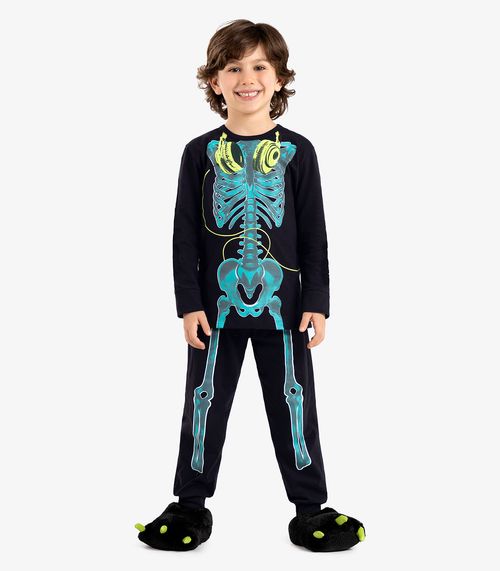 Pijama Infantil Menino Em Meia Malha Rovi Kids Preto