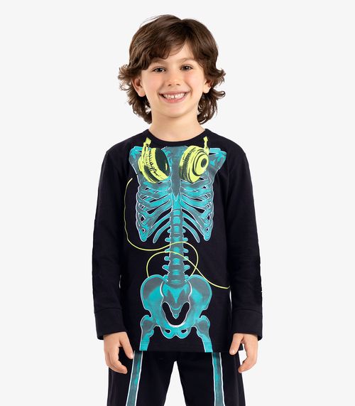 Pijama Infantil Menino Em Meia Malha Rovi Kids Preto