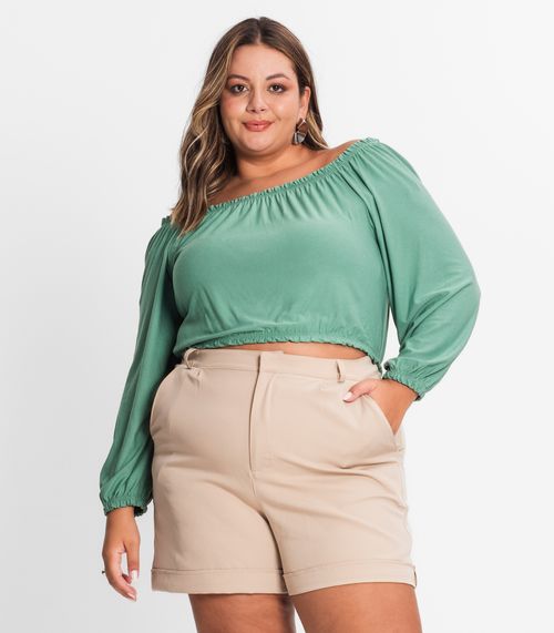 Blusa Ciganinha Feminina Plus Size Secret Glam Verde