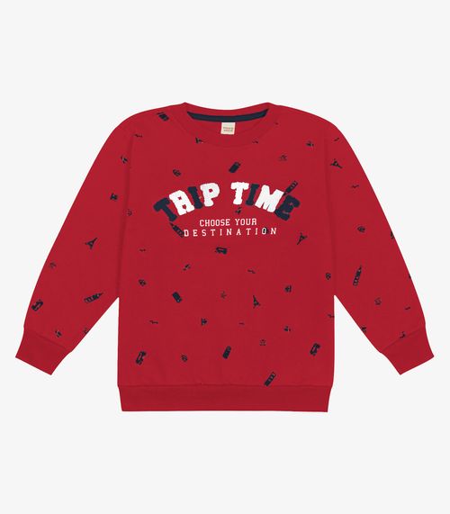 Blusão Infantil Masculino Em Moletom Trick Nick Vermelho