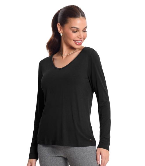 Blusa Feminina Gola Redonda Rovitex Preto