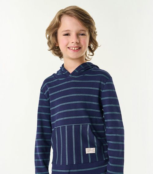 Camiseta Manga Longa com Capuz Trick Nick Azul