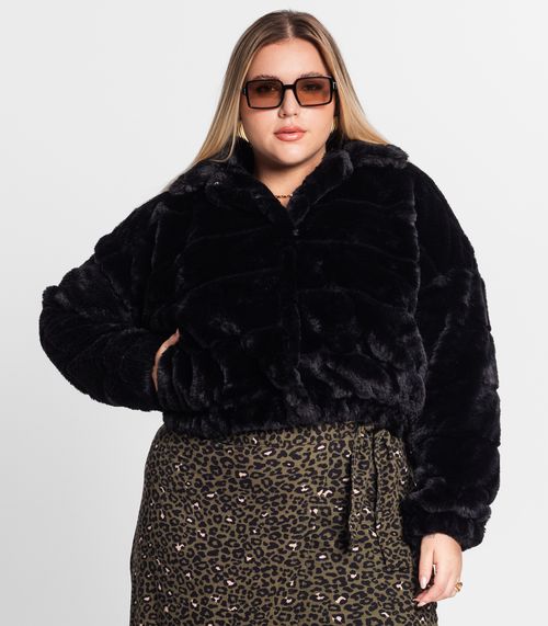 Jaqueta Feminina Plus Size Secret Glam Preto