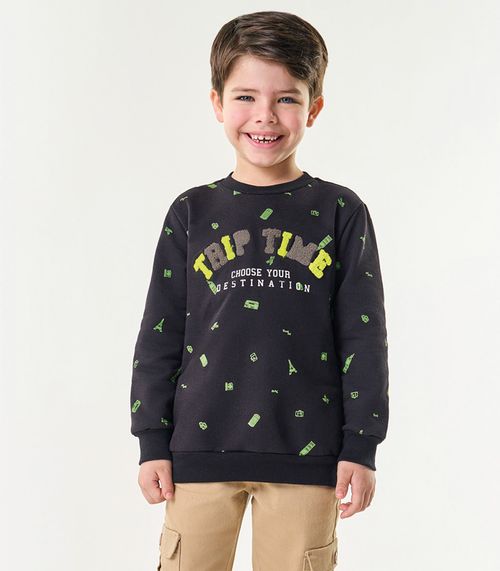 Blusão Infantil Masculino Em Moletom Trick Nick Preto