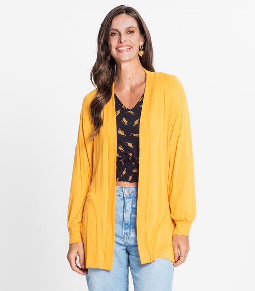 Cardigan Feminino Em Visco Tricot Rovitex Amarelo