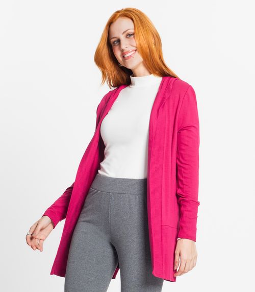 Cardigan Feminino Com Capuz Rovitex Vermelho