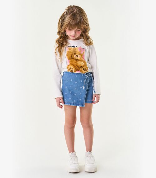 Conjunto Infantil Shorts Saia E Blusa Trick Nick Bege