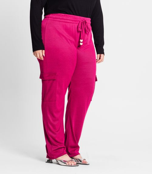 Calça Feminina Plus Size Em Ribana Duo Secret Glam Rosa