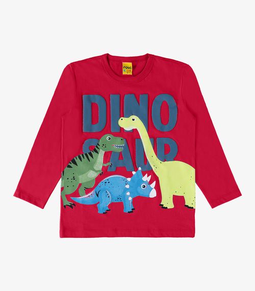 Camiseta Infantil Manga Longa Dino Rovi Kids Vermelho