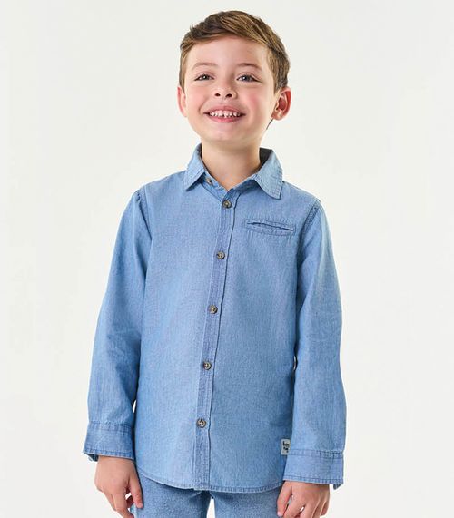 Camisa Jeans Infantil Masculina Trick Nick Cinza
