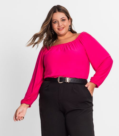 Blusa Ciganinha Feminina Plus Size Secret Glam Rosa