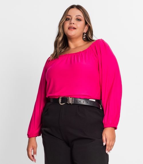 Blusa Ciganinha Feminina Plus Size Secret Glam Rosa