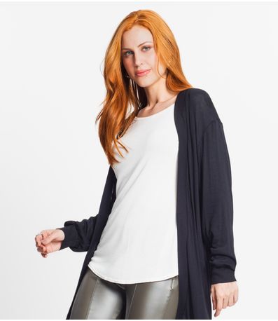 Cardigan Feminino Em Visco Tricot Rovitex Preto