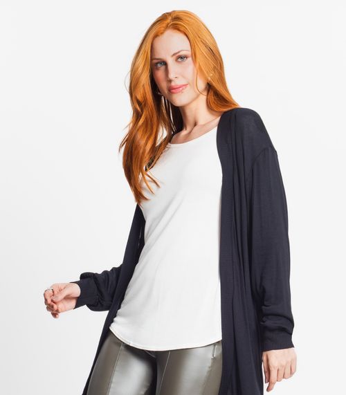 Cardigan Feminino Em Visco Tricot Rovitex Preto