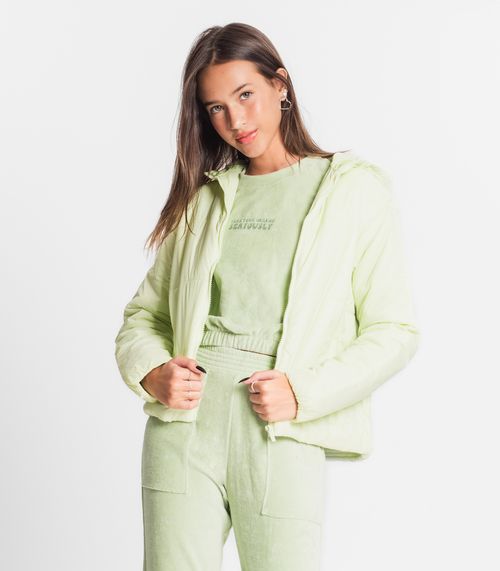 Jaqueta Puffer Juvenil Feminina Com Capuz Minty Verde