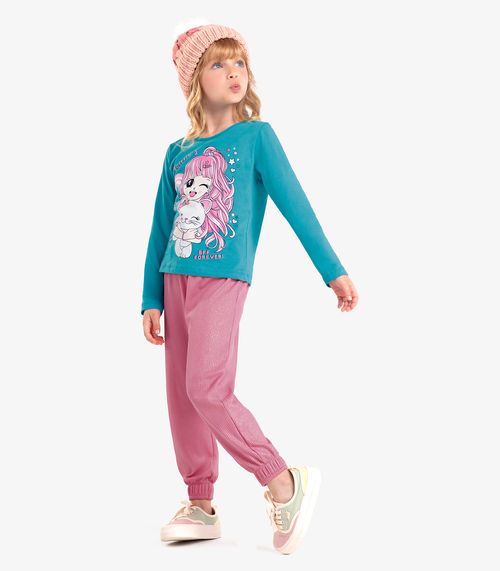 Calça Jogger Infantil Feminina Rovi Kids Rosa