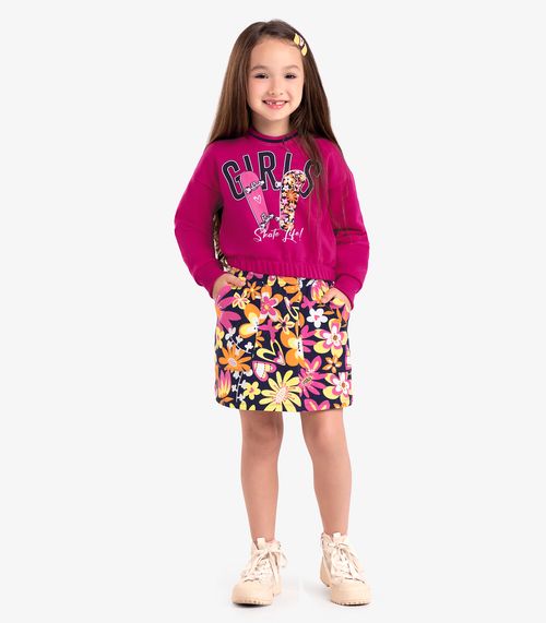 Conjunto Infantil Blusão Com Saia Rovi Kids Rosa