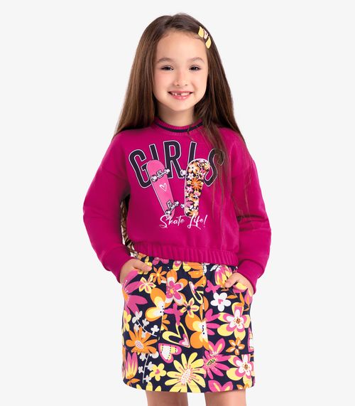 Conjunto Infantil Blusão Com Saia Rovi Kids Rosa