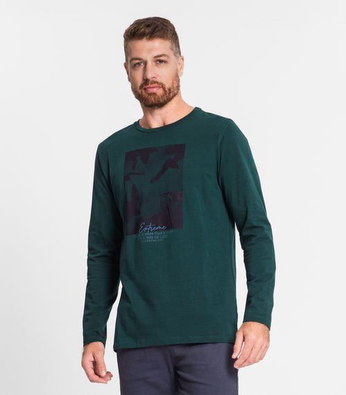 Camiseta Masculina Manga Longa Diametro Verde