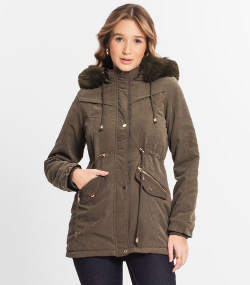 Parka Feminina Peluciada Com Capuz Sea Surf Verde